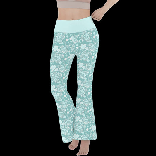 Pastel Goth Aqua Monochrome Women’s Flare Yoga Pants - S - yoga pants