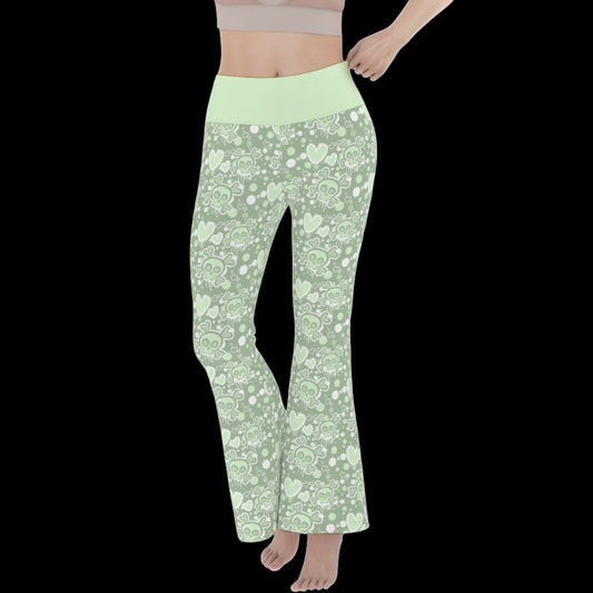 Pastel Goth Green Monochrome Women’s Flare Yoga Pants