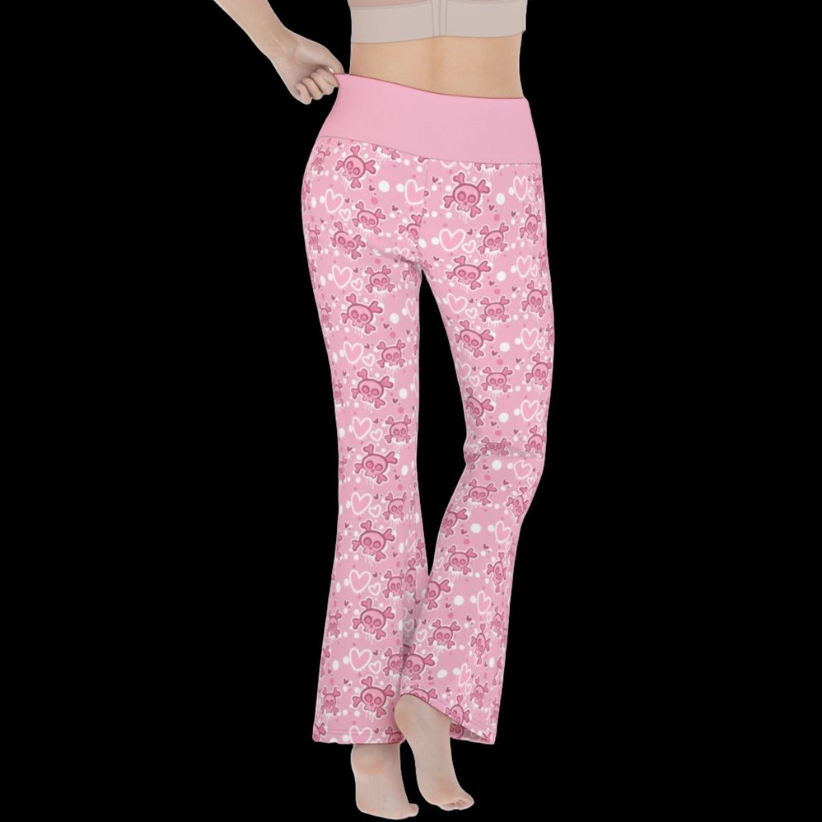 Pastel Goth Rose Pink Women’s Flare Yoga Pants - yoga pants