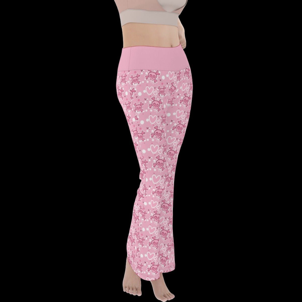 Pastel Goth Rose Pink Women’s Flare Yoga Pants - yoga pants