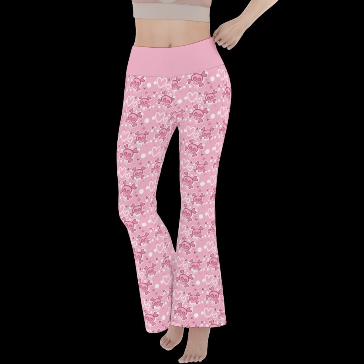 Pastel Goth Rose Pink Women’s Flare Yoga Pants - yoga pants