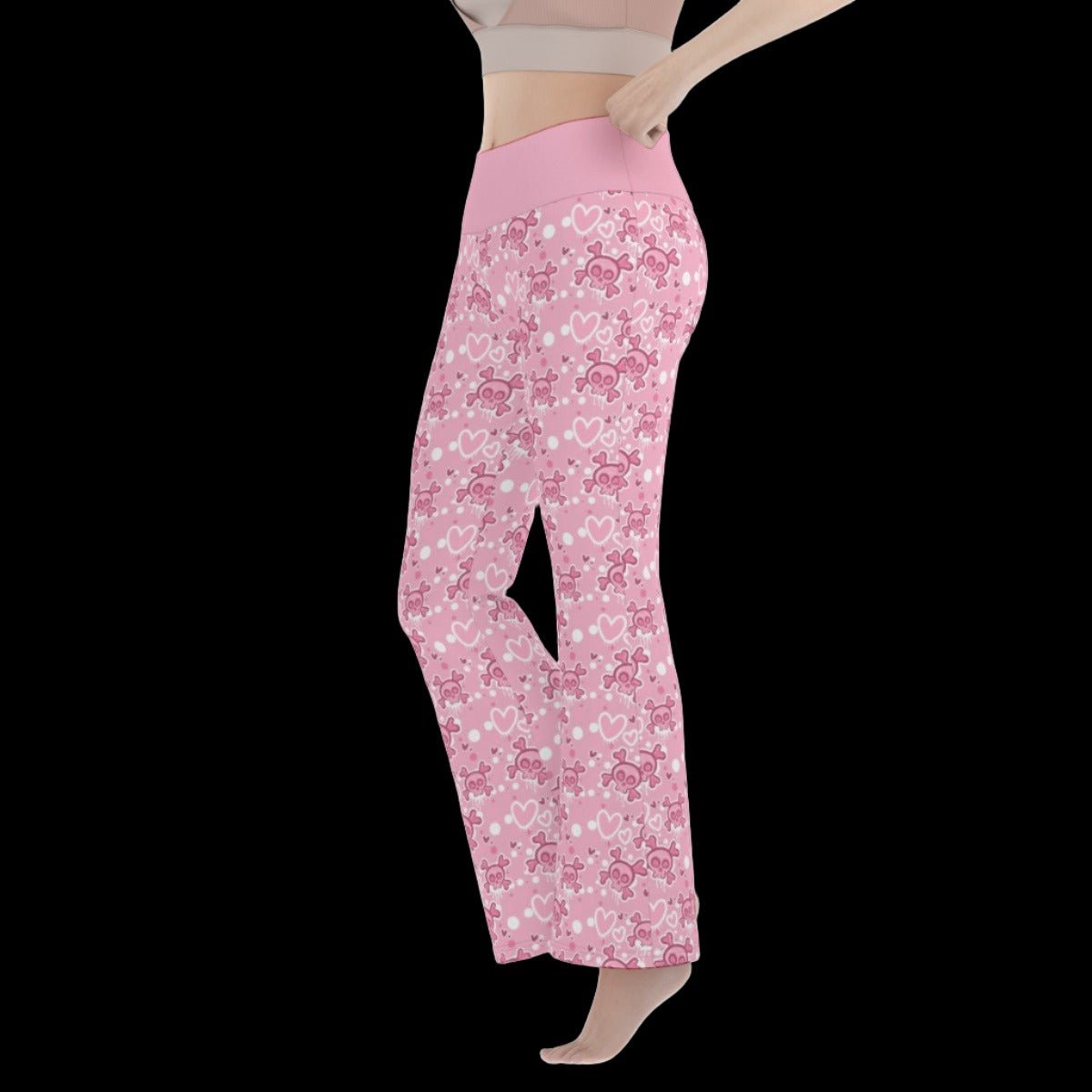 Pastel Goth Rose Pink Women’s Flare Yoga Pants - yoga pants