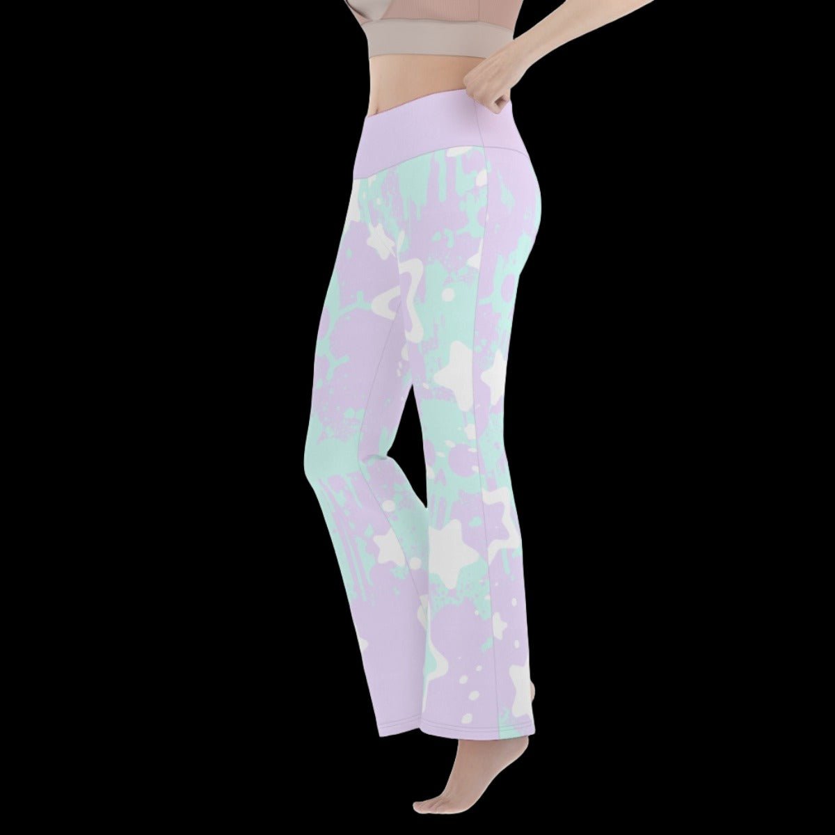 Pastel Goth Stars & Skulls Women’s Flare Yoga Pants - yoga pants