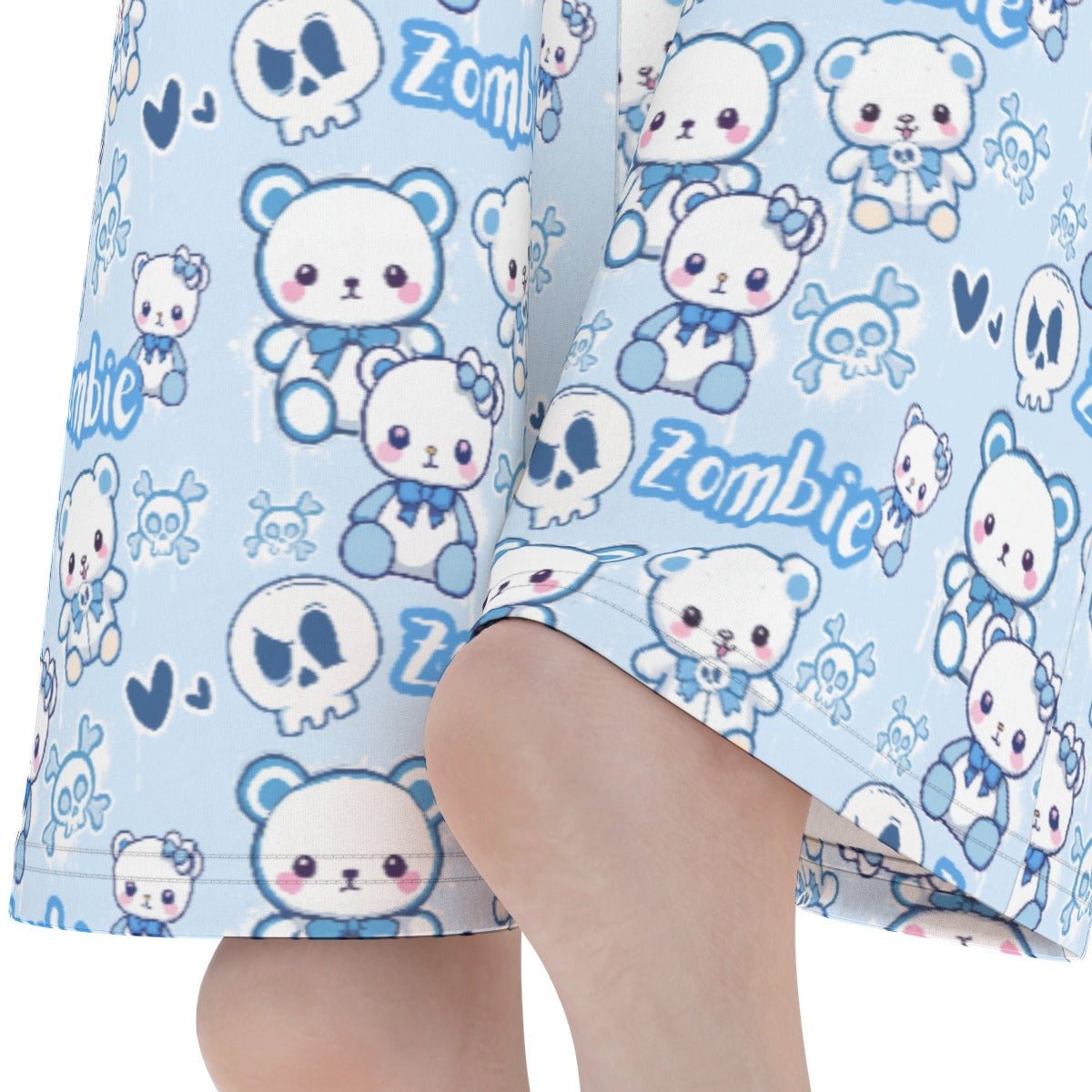 Pastel Goth Zombie Teddy Bear Blue Women’s Flare Yoga Pants - yoga pants