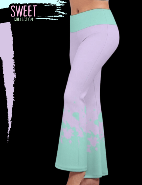 Pastel Purple & Green Women’s Flare Yoga Pants