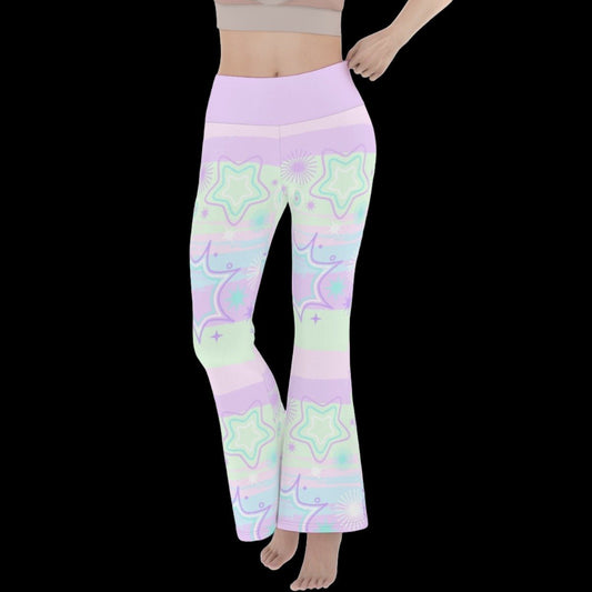 Pastel Starry Night Women’s Flare Yoga Pants - yoga pants