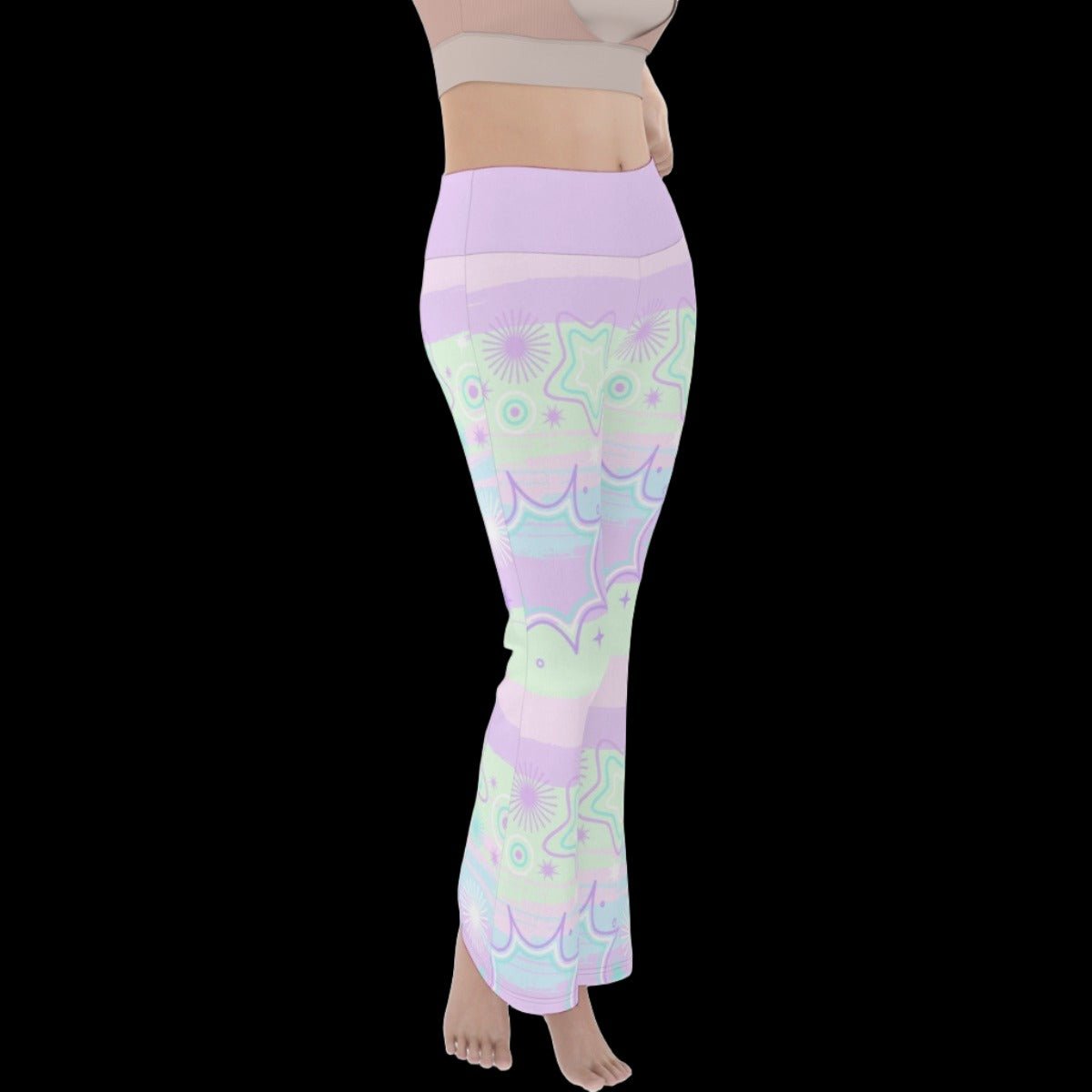 Pastel Starry Night Women’s Flare Yoga Pants - yoga pants