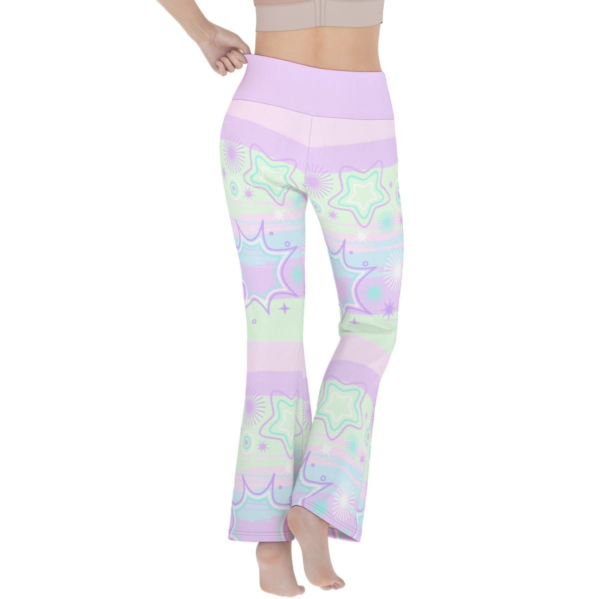 Pastel Starry Night Women’s Flare Yoga Pants - yoga pants