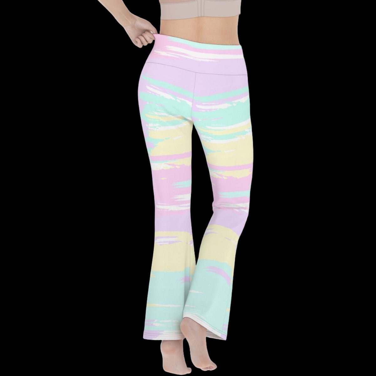 Pastel Stripes Women’s Flare Yoga Pants - yoga pants