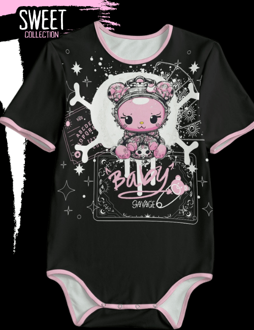 Pink Gothic Baby Teddy Skull Adult Onesie