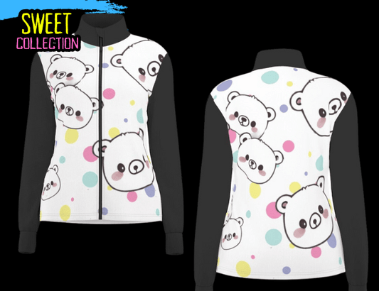 Polar Bear Chibi Long Sleeve Thumbhole Jacket Toxxic Apple Clothing Alternative Clothing for Adults