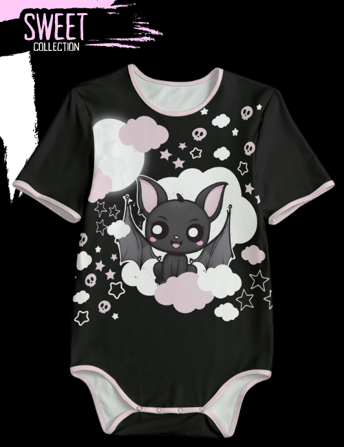 Sweet Gothic Kawaii Moonlight Baby Bat Adult Onesie