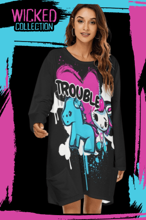 Trouble Punk Unicorn Neon Night Shirt Dress