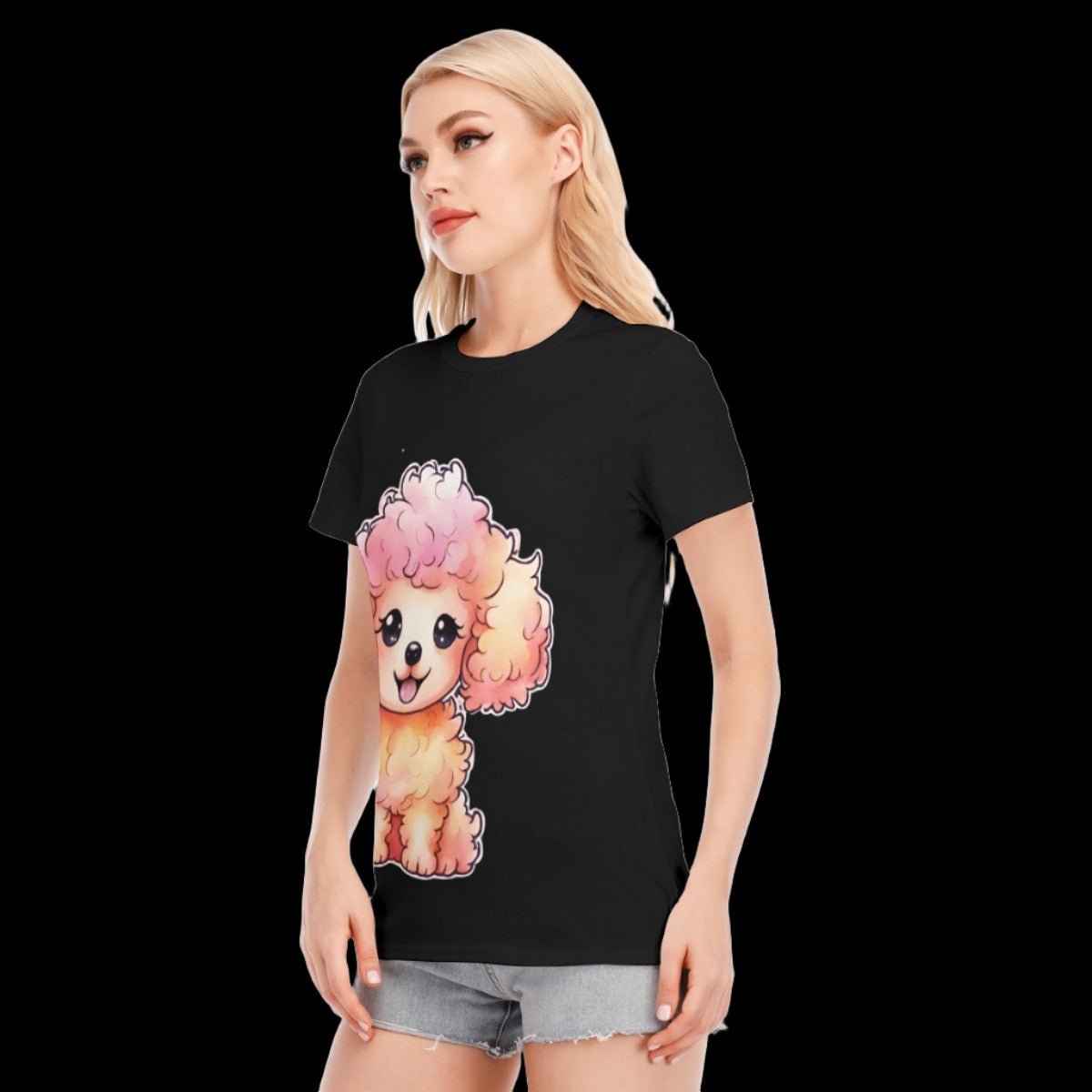 Watercolor Apricot Poodle Women’s Round Neck T-Shirt Graphic T-Shirt