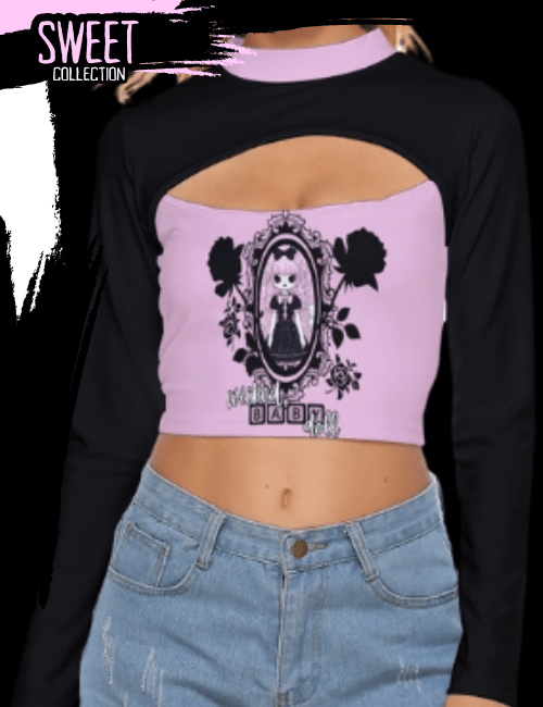 Wicked Baby Doll Women’s Hollow Chest Keyhole Tight Crop