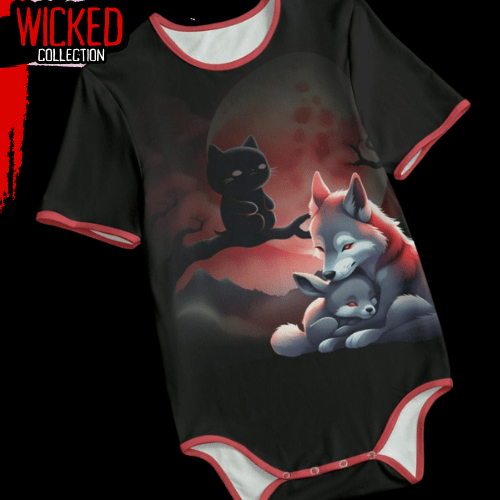 Wolf and Bunny Adult Onesie Red/Black Moonlight Toxxic Apple Clothing Alternative Clothing for Adults